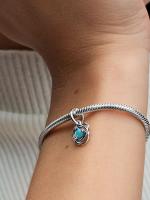 Pandora - Charm Colgante de Círculo de eternidad Azul Turquesa-Plata de Lei - details 2