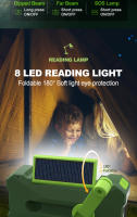 【 10000mAh 】Radio DE EMERGENCIA Solar de manivela, Radio meteorológica NOAA de múltiples Fuentes de Alimentación, linterna, lámpara de Lectura, Cargador de teléfono móvil, Alarma SOS, radio AM/FM/WB portátil con conector para auriculares (verde) - details 6