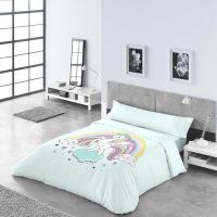 DECASATEXTIL Funda Nórdica Infantil Cama 105 -Juvenil – 3 Piezas – Funda nordica 180x255cm Bajera y Almohadón – Reversibles - Algodón/Poliéster- Suave Transpirable- Pretty Agua Marina Cama 105 - details 1
