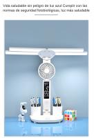 Lámpara De Mesa Recargable Para Estudio Con Ventilador Y Pantalla LED Luz De Lectura Sin Sombrilla Control Táctil Incluye Batería - details 4
