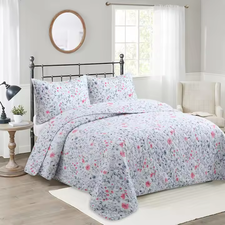 Novotextil - Colcha Boutí Estampada para Cama de 90, 105, 135 y 150 cm - Ideal para Verano y Entretiempo - Relleno 100% Algodón 200gr/m² - Cubrecama Ligero, Transpirable y Suave - Incluye Fundas de Almohada - Tejido de Algodón y Poliéster de Alta Calidad - 1