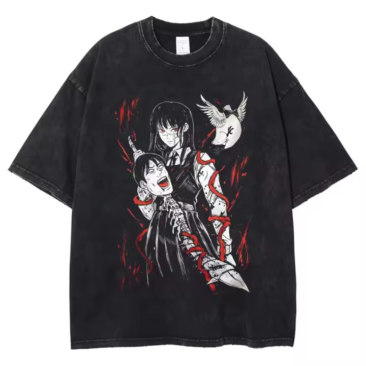 Camiseta Vintage Para Hombre Algodón Holgada Con Mangas Cortas Estampado Acido Camisetas Unisex Casual Transpirable - 1