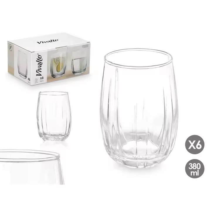 D Morphling-Vaso rayas 380ml, 510ml transparente, 6 vasos - 1