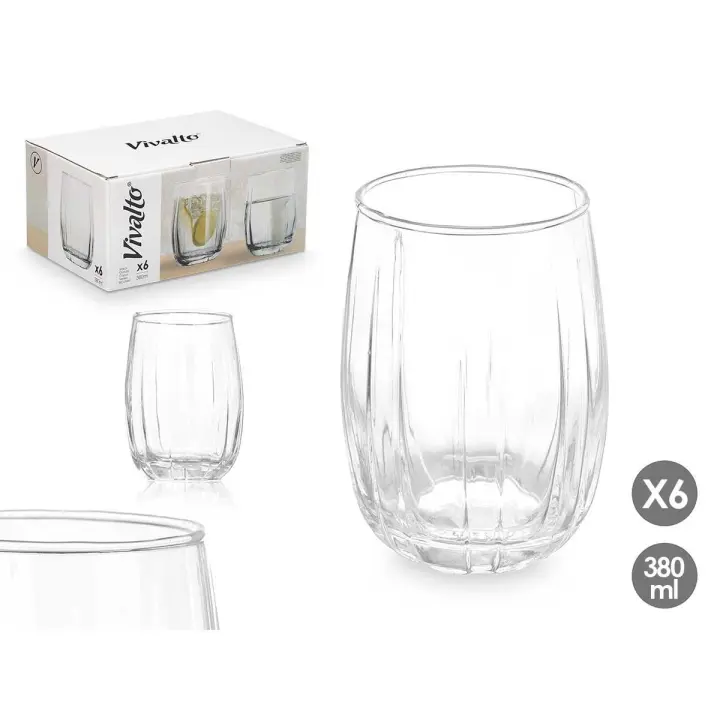 D Morphling-Vaso rayas 380ml, 510ml transparente, 6 vasos - 1