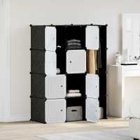 vidaXl Armario modular con 9 compartimentos 109x36,5x143 cm en color Blanco/Negro y blanco | almacenamiento funcional diseño moderno para baño dormitorio sala - details 1