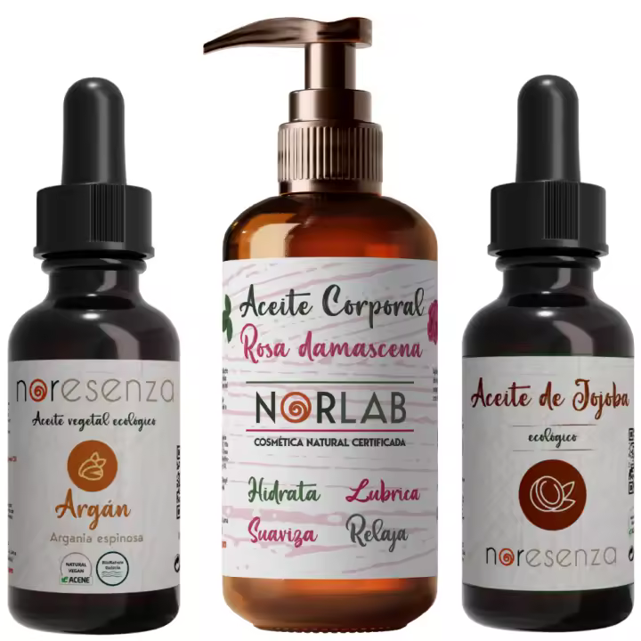 Noresenza Pack - Aceites Corporales Rosa damasco, Argán y Jojoba - 1
