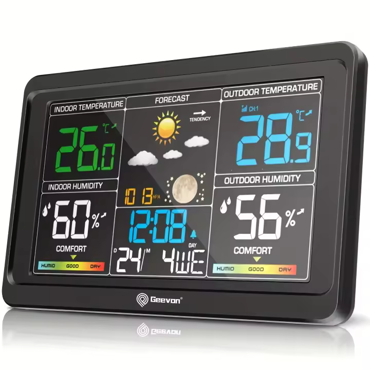 Estación Meteorológica Digital Geevon Con Termómetro Interior Exterior Calendario Y Luz Retroiluminada Ajustable Para El Hogar - 1