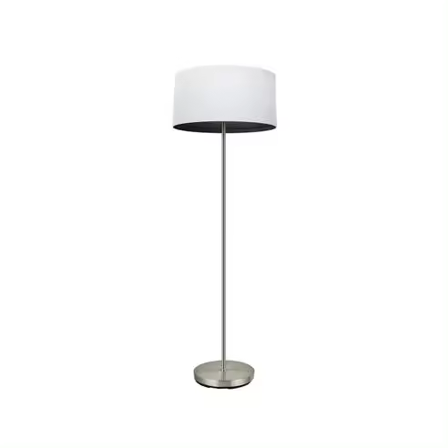 FABRILAMP Lámpara de Pie Tatiana 1xe27 Niquel/Blanco-Madera Negra 162x40x40 Cm - Elegante Diseño - 1