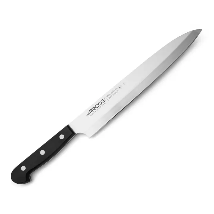 Arcos Cuchillo Chef 9.s Acero Inoxidable. Cuchillo Yanagiba asiático. Mango ergonómico polioximetileno y Hoja 240 mm. Serie Universal. Color negro. - 1