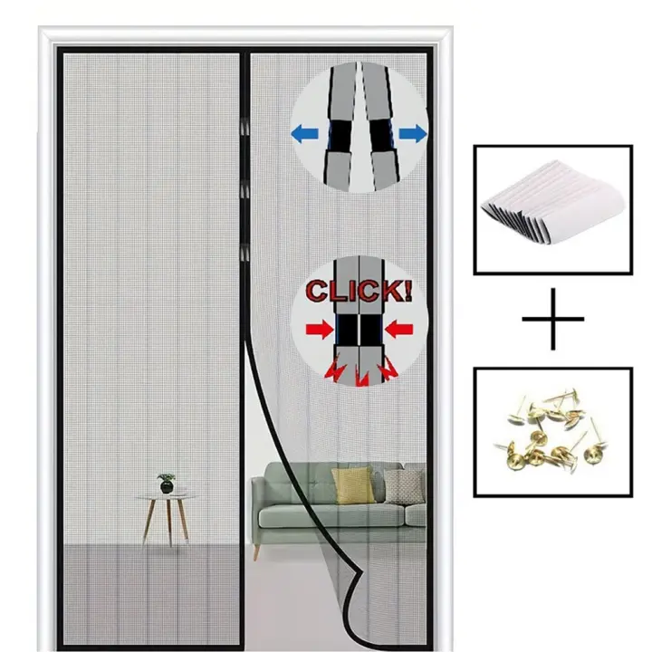 Cortina De Puerta Magnética Antimosquitos Tela Gauze Suave Adhesiva Aluminio Sin Marco Protección Contra Insectos - 1