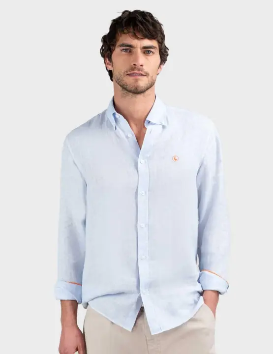 El Ganso camisa azul de lino para hombre - 1