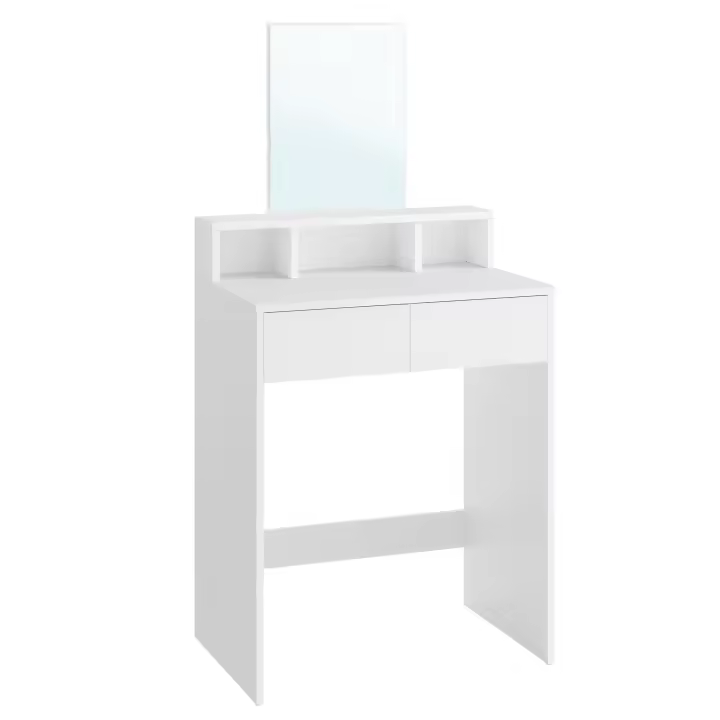 VASAGLE Tocador, Mesa de Maquillaje con Espejo Grande, Gabinete con 2 Cajones y 3 Compartimentos, Estilo Moderno, Rosa Jalea/Blanco - 1