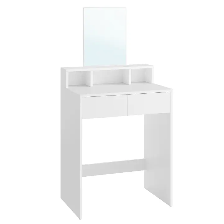 VASAGLE Tocador, Mesa de Maquillaje con Espejo Grande, Gabinete con 2 Cajones y 3 Compartimentos, Estilo Moderno, Rosa Jalea/Blanco - 1