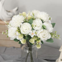 Bouquet De Novia Artificial En Blanco De Seda Peonia Decoración De Fiesta Y Jardín Para Bodas Aniversarios Cumpleaños Y Más - details 0