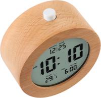 Reloj despertador digital de Madera para dormitorios, Reloj despertador de Madera de 4 pulgadas con Pilas con función de Repetición y Luz Nocturna, Reloj de escritorio electrónico LCD - details 2