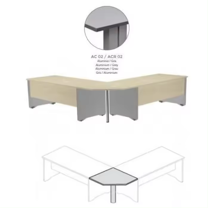 MESA DE ROCADA EN ÃNGULO DE 90Âº 80X80 CM PARA WORK/METAL COLOR GRIS - 1
