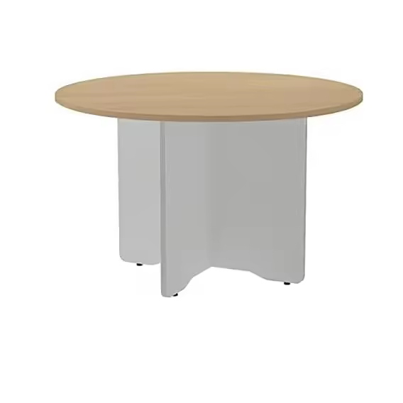 MESA DE ROCADA MODELO MEETING REDONDA120 CM DE DIÃMETRO COLOR ALUMINIO/ROBLE - 1
