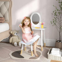 AIYAPLAY Tocador para Niñas con Taburete Tocador de Maquillaje para Niñas de +3 Años Tocador Infantil con Espejo Diseño Sencillo Blanco - details 1
