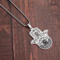 Collar De Acero Inoxidable Con Colgante De Ojo De Diablos Y Mano De Fatima Estilo Gótico Punk Para Hombres Y Mujeres Adorno Afortunado Joyería Regalo - details 0