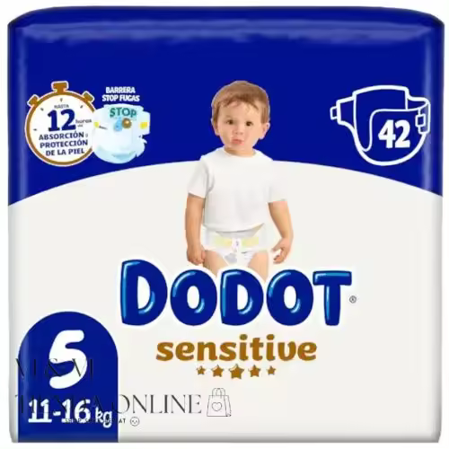 Dodot Sensitive Talla 5 (11-16kg) Paquete de 42 pañales para bebé con barrera Stop Fugas - 1