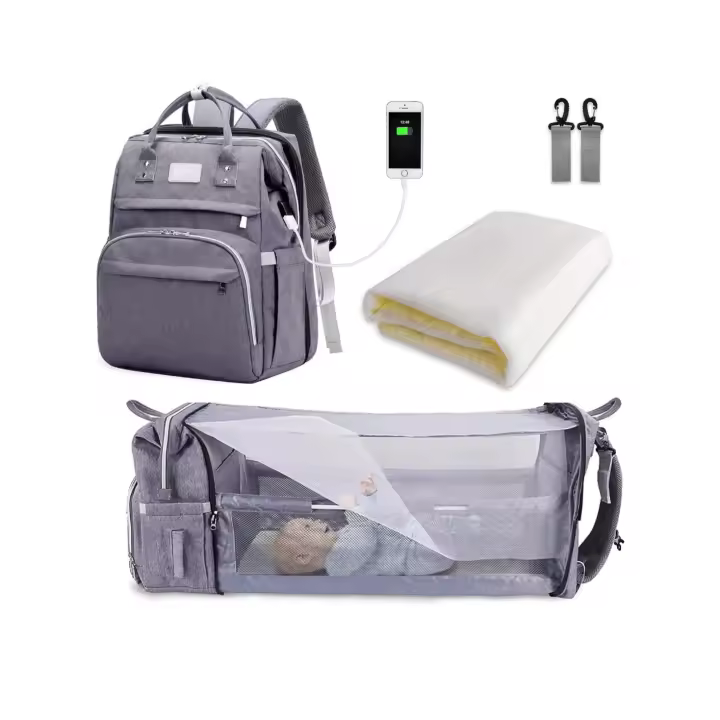 Bolsa de maternidad para cuna portátil gris - 1