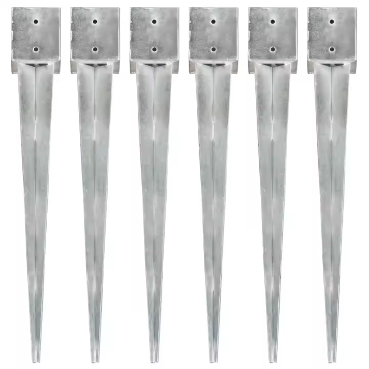 vidaXL Picas de tierra 6 uds acero galvanizado plateado 12x12x89 cm - 1