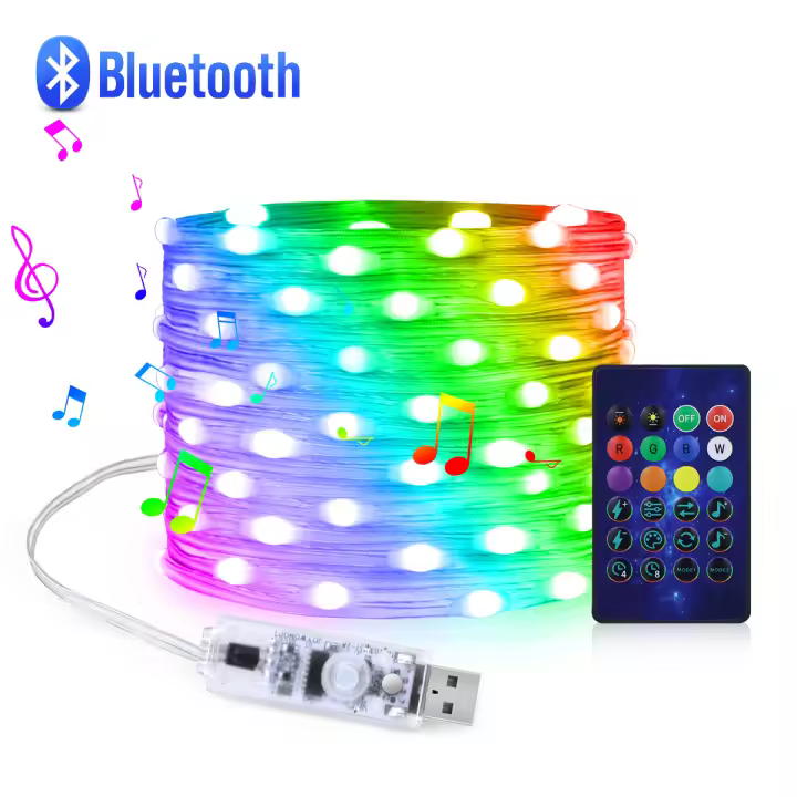 Tira De Luces LED RGBWS2812B Inteligente Por Bluetooth IR USB Decoración De Navidad Y Habitación Color Sueño 5V Impermeable Para Exterior Y Interior - 1