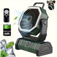 Ventilador portátil recargable por USB con luz LED, diseño hexagonal, material ABS, perfecto para acampar, pescar y aventuras al aire libre. - details 4