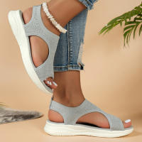 Sandalias De Verano Para Mujer 2024 Cómodas Y Casuales Con Plataforma Y Tacón Medio Talla Grande 43 Material Superior Mesh - details 9