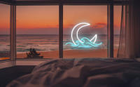 Ilumina Tu Habitación Con El Leño De Luna Sobre El Mar LED De Nieve De Noche Luz De Neón Para Decoración Del Hogar Regalo De Anime - details 2