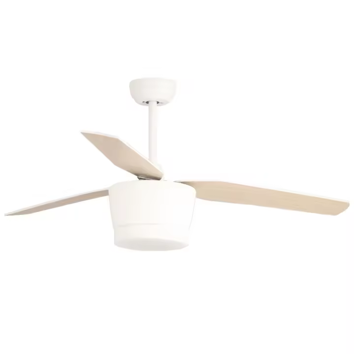 MARCA MIMAX - MODELO LEVANTO - VENTILADOR DE TECHO - COLOR BLANCO Y BEIGE - INCLUYE MANDO A DISTANCIA - 18W - 1500 LUM - FUNCION INVIERNO / VERANO - 1