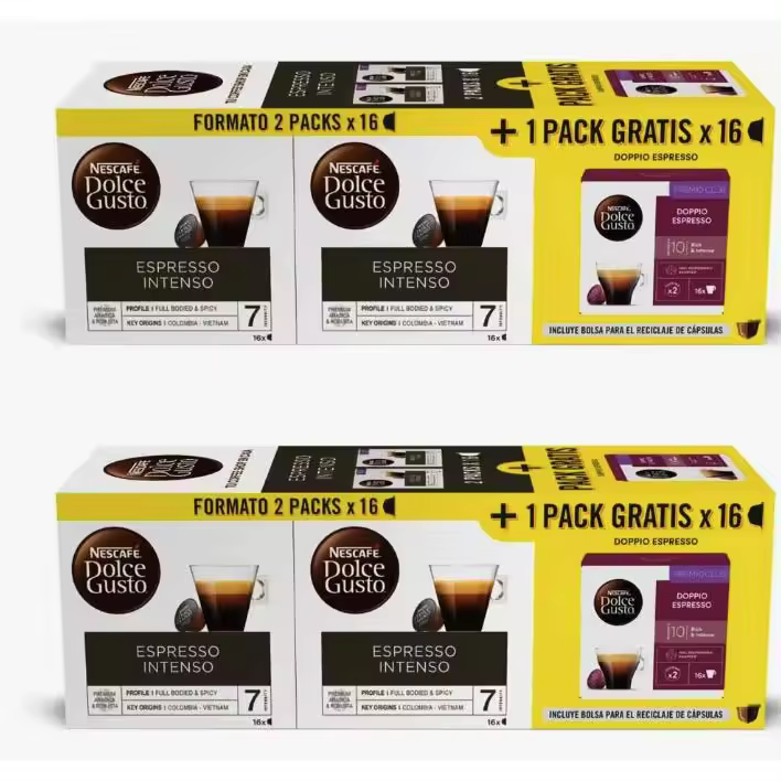 Dolce gusto 4 cajas de Espresso Intenso + 2 cajas de doppio de regalo Dolce Gusto total 96 capsulas - 1