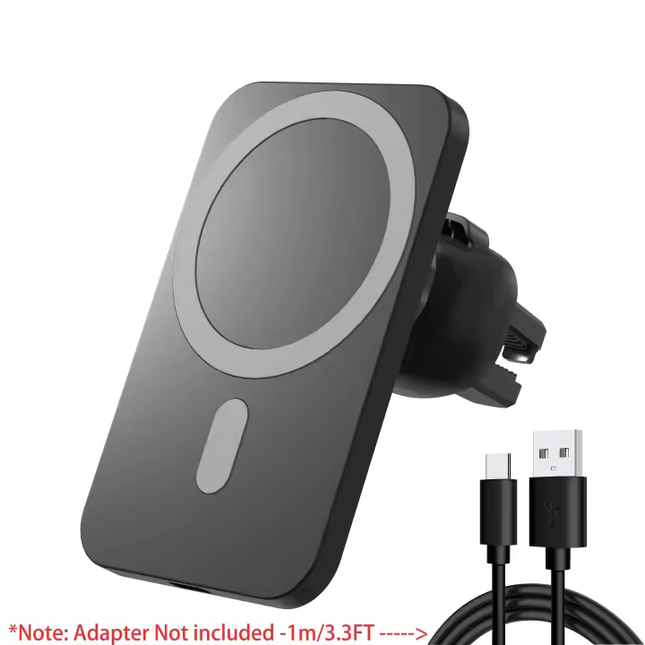 Soporte Magnético para Teléfono de Coche de Carga Universal 15W with Succion Fuerte \ nInstalación con Un Solo Toque Compatibilidad Universal Salida de Aire de Navegación en Coche - Compatible con iPhone15 12 14 & 13 - 1