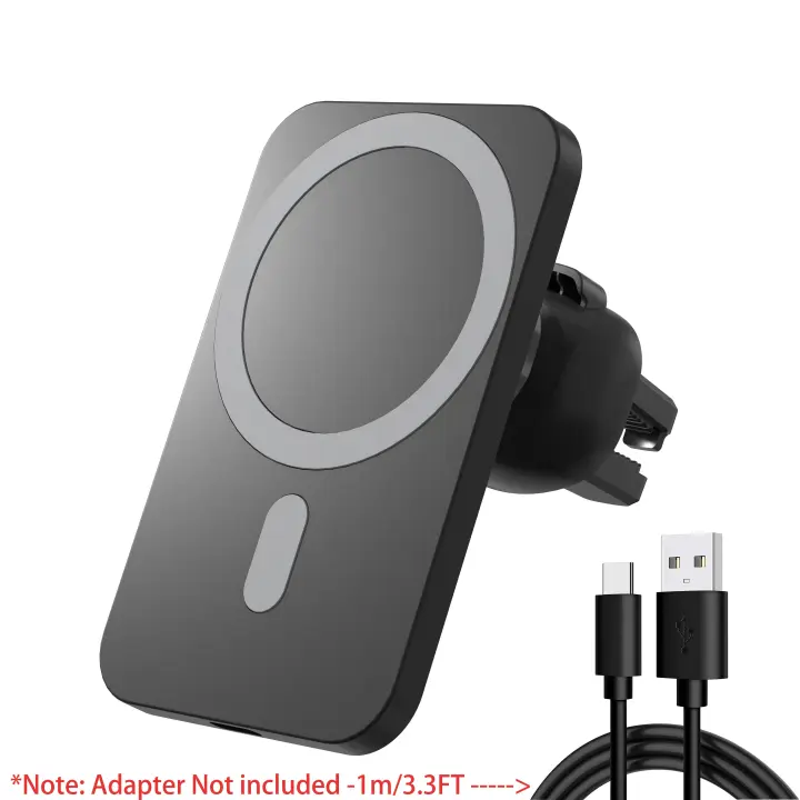 Soporte Magnético para Teléfono de Coche de Carga Universal 15W with Succion Fuerte \ nInstalación con Un Solo Toque Compatibilidad Universal Salida de Aire de Navegación en Coche - Compatible con iPhone15 12 14 & 13 - 1
