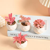 Plantas Artificiales De Suculentas Rosadas Con Maceta Para Decoración De Jardín Y Hogar Fake Bonsai Flor Accesorios De Planta - details 3