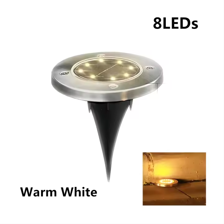 Luces Solares Para Jardín 8/20LED Decorativas Inmersas En Tierra Con Disco De Energía Solar Iluminación Subterránea Para Yarda Y Jardín - 1