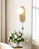 Lámpara De Pared LED De Vidrio Mate Con Interruptor De Enchufe Negro Y Oro G9 Para Pasillo Aisles Luz De Pared Moderna Para Cocina Comedor Dormitorio Foyer Estudio - details 1