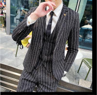 Traje De 3 Piezas Estampado De Rayas Y Cuadros De Alta Calidad - Traje Elegante Para Bodas Y Negocios Estilo Británico Con Chaleco Y Pantalones - details 25