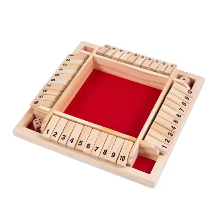 Juego De Mesa De Madera Shut the Box Para 4 Jugadores Con Cubos Y Vuelcas Entretención Familiar Interacción Padres-Hijos - 1