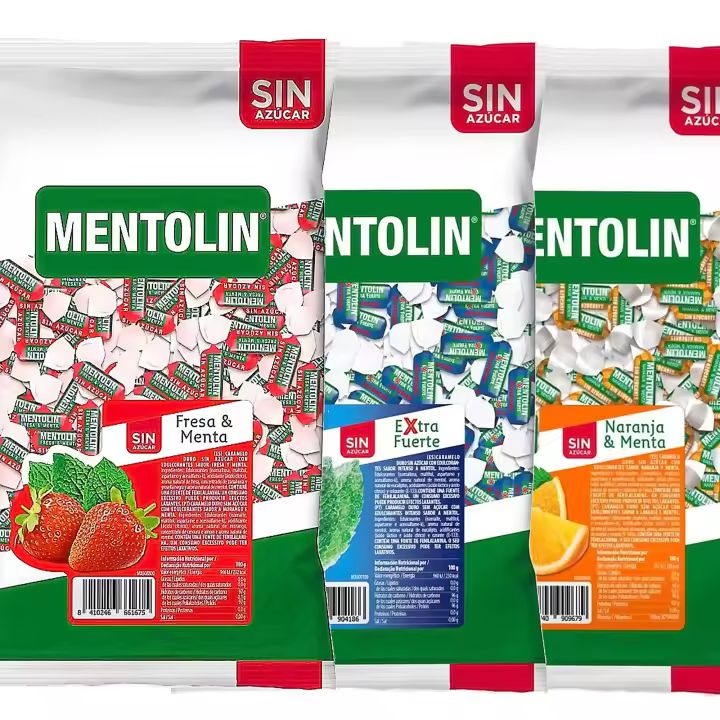 MENTOLIN PACK 3 Kg caramelos sin azúcar duros Fresa Menta & Extra Fuerte & Naranja - 1