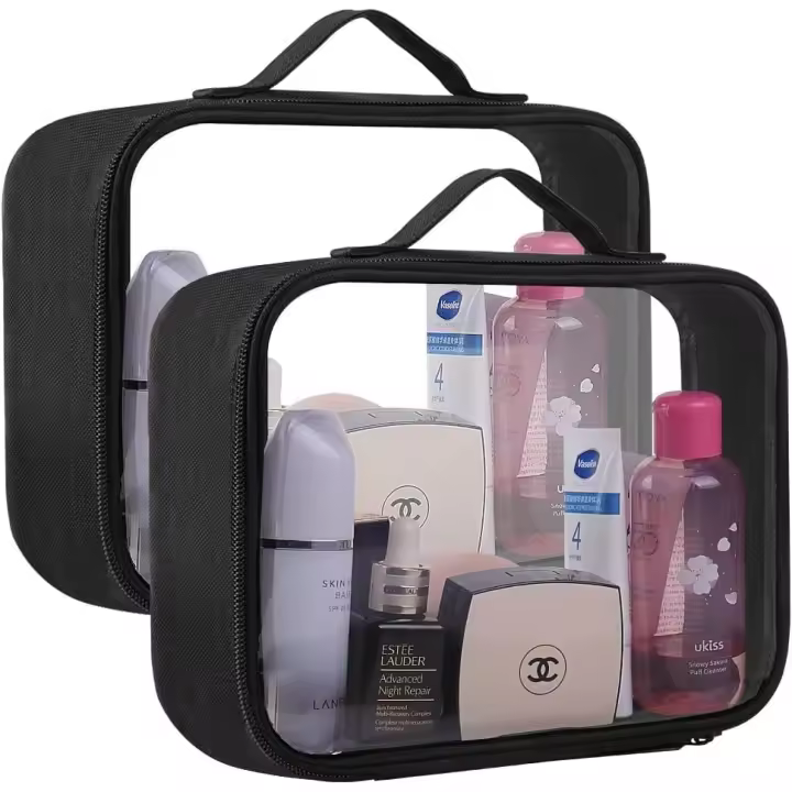 Neceser de viaje transparente para artículos de tocador, 2 unidades, extra grueso, portátil, impermeable, para maquillaje y cosméticos. - 1