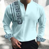 Camisa Casual Para Hombre De Manga Larga Primavera Otoño Con Estampado Libre Estilo Callejero Cuello En V Botones Simplicidad Oficina - details 3