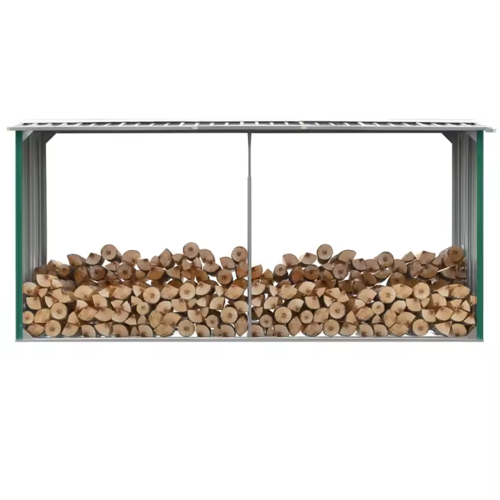 vidaXL Casetilla para leña acero galvanizado verde 30x92x153 cm - 1