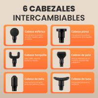 RELAXTY Masajeador Muscular Profesional – Pistola de 30 Niveles, 6 Cabezales Intercambiables, Silenciosa, Batería de 5H, Pantalla LCD Táctil, Estuche Incluido y Carga USB-C | Opción con bandas elásticas incluidas - details 4