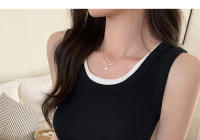 Top Corto De Verano Para Mujer Sin Mangas En Estilo Casual Suéter De Encaje Con Ribbing Solido Camiseta De O-Neck Moda Urban Streetwear - details 49