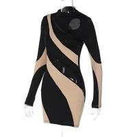 Vestido Mini De Noche De Mujer Dulzura 2024 Manga Larga Estilo Club Callejero Bodycon Negro Ajustado Para Fiesta Y Negocios - details 11