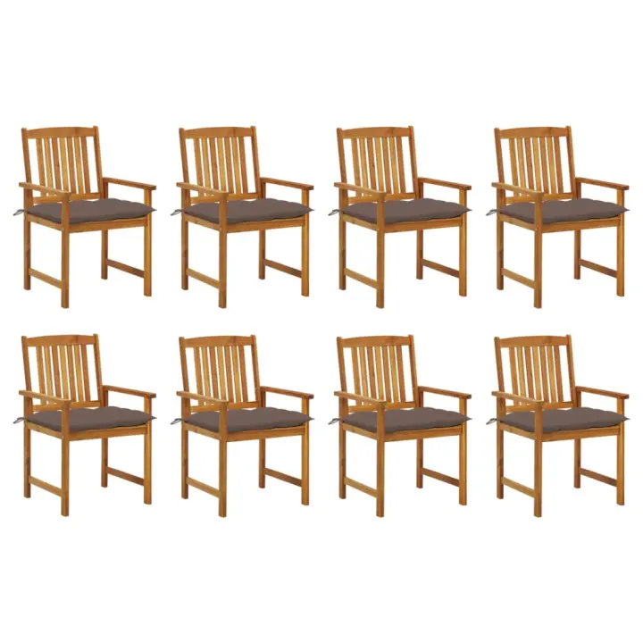 vidaXL Sillas de jardín con cojines 8 uds madera maciza de acacia - 1