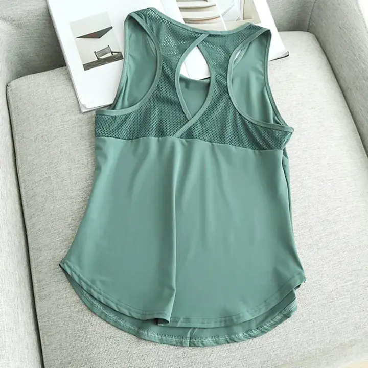 Camiseta De Verano Para Mujer Secado rápido Malla Sin Espalda Casual Versátil Para Yoga Fitness Running - 1