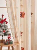 Cortinas Decorativas De Estilo Europeo Y Americano Con Bordado De Hojas De Arce Y Campanas Para Sala De Estar Y Dormitorio - details 9