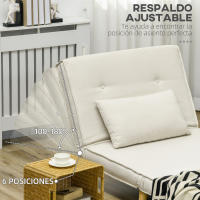 HOMCOM Sofá Cama Individual 2 en 1 Sillón Cama Plegable Sillón Individual con Respaldo Ajustable y Cojín para Sala Dormitorio Oficina en Casa Carga 125 kg 90x78x79 cm Beige - details 4